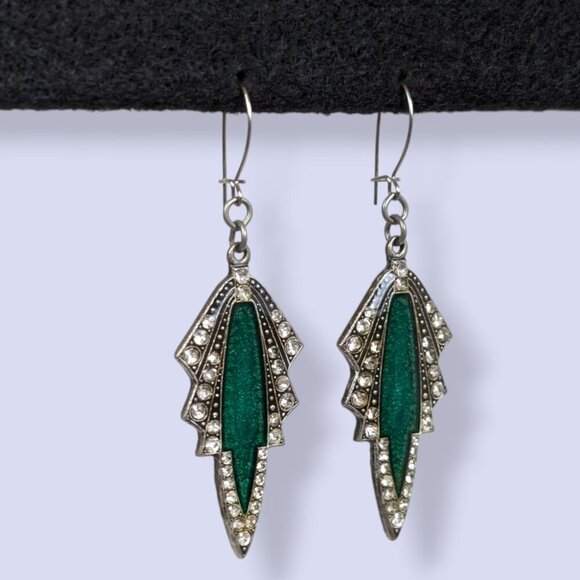 Vintage Art Deco Revival Dangling Earrings - Picture 2 of 5
